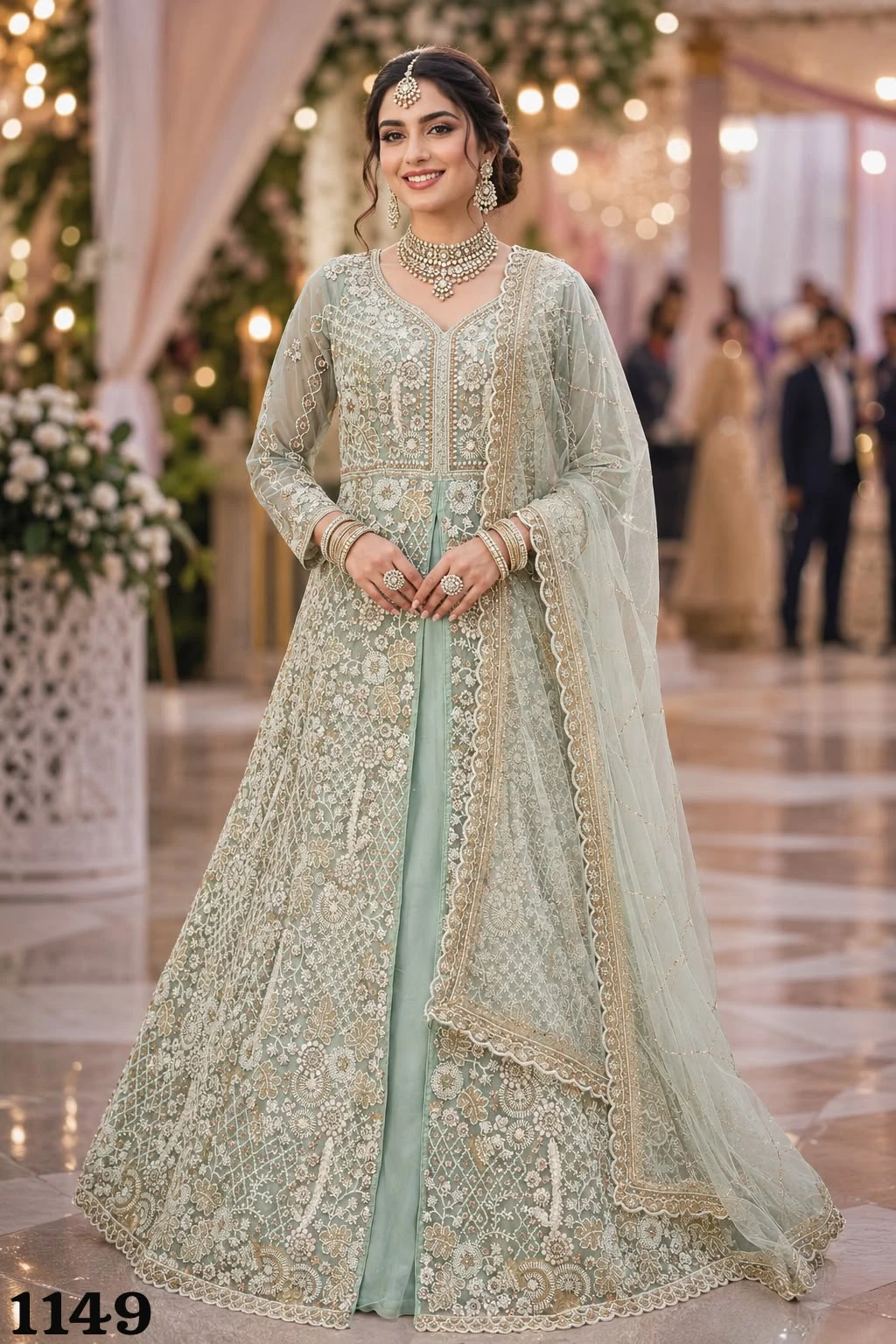 EVARA Indo Western Beads Anarkali Lehenga Collection
