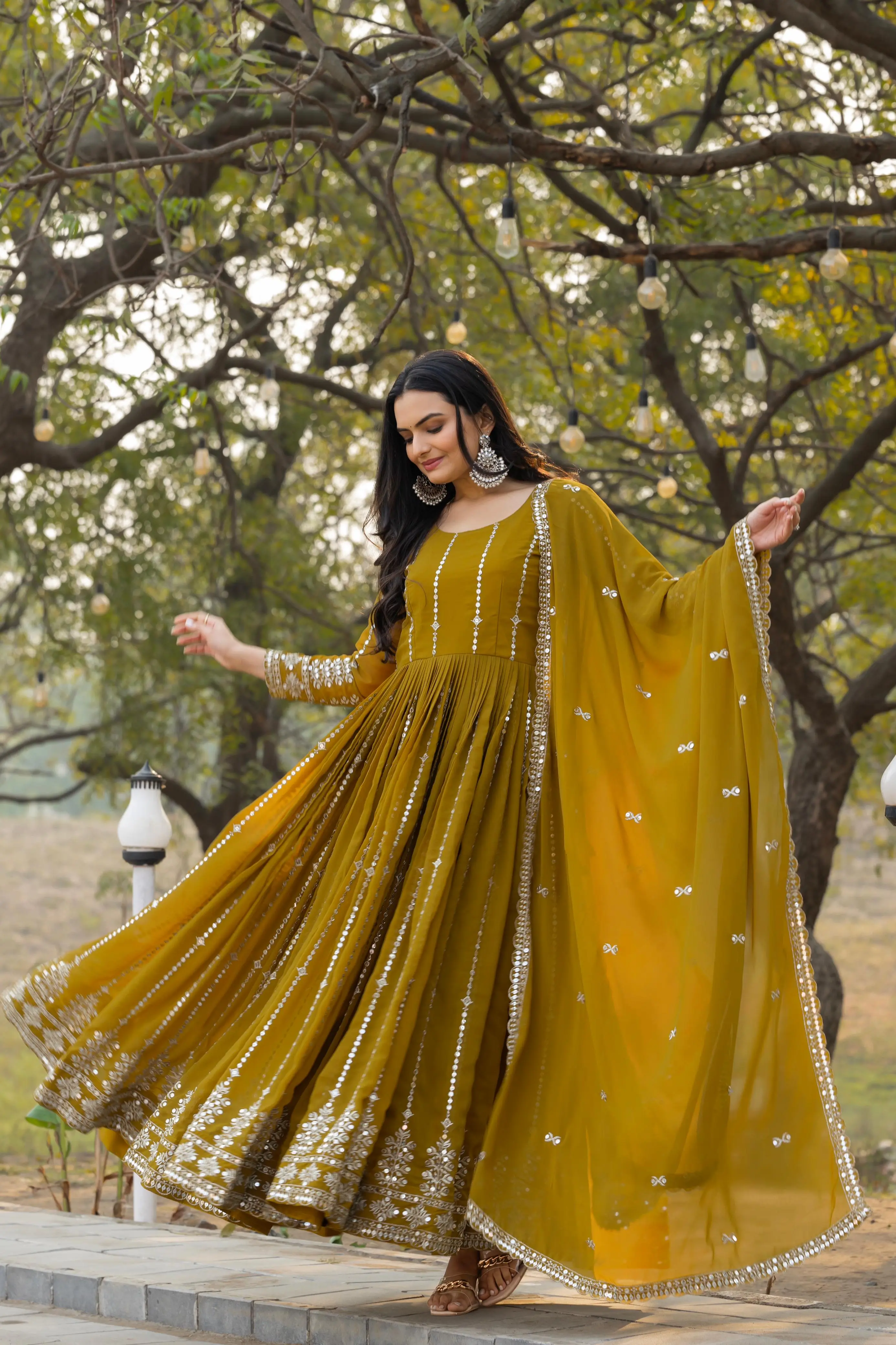 Festival Fox Georgette Gown with Dupatta
