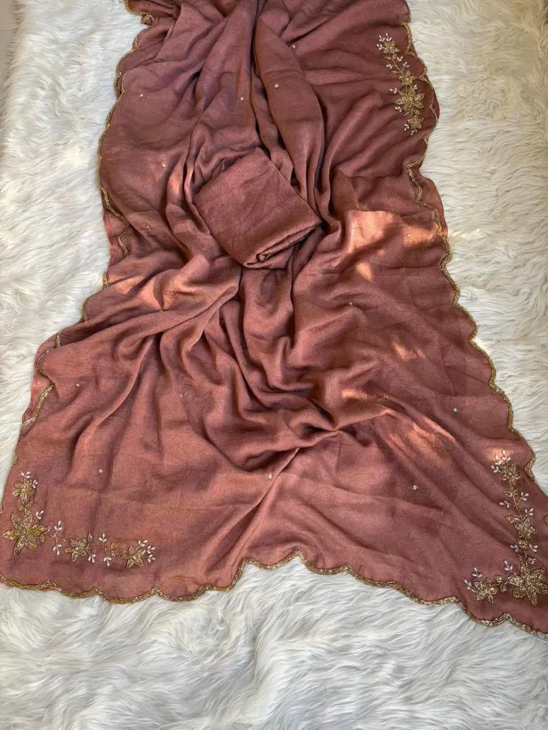 Floral Handwork Ah Rangoli Crush Embroidered Saree Collection