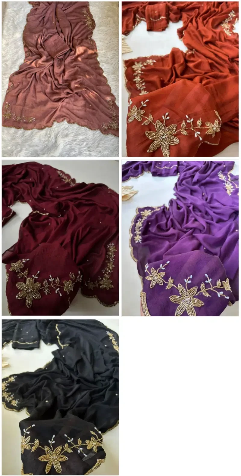 Floral Handwork Ah Rangoli Crush Embroidered Saree Collection