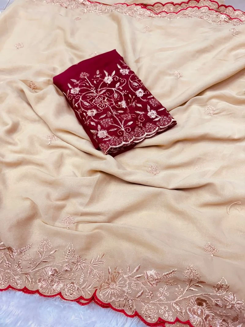 Floral Thread Ah Star Georgette Embroidered Saree Collection