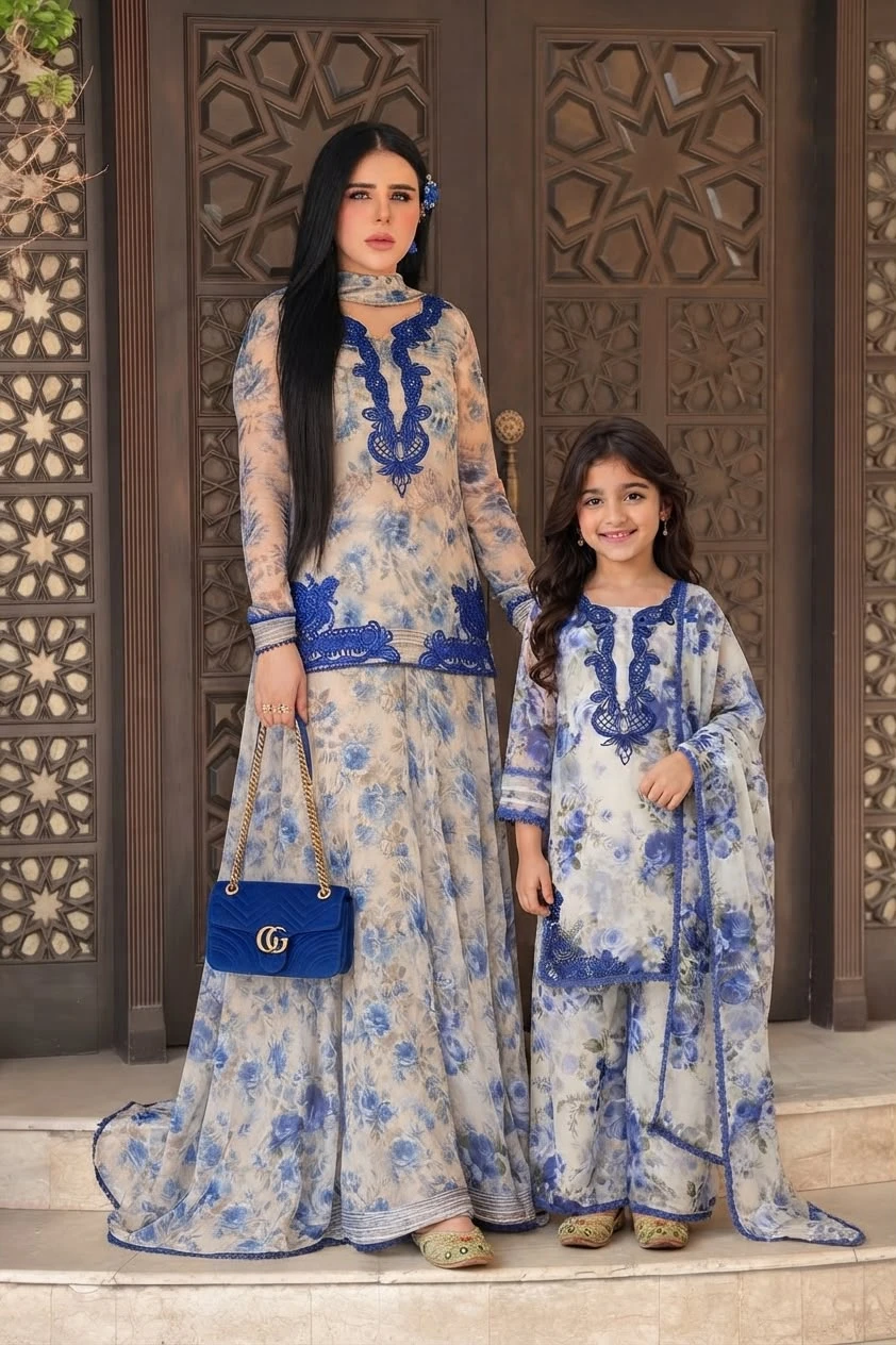 Heavy Faux Georgette Designer Family Suit Set