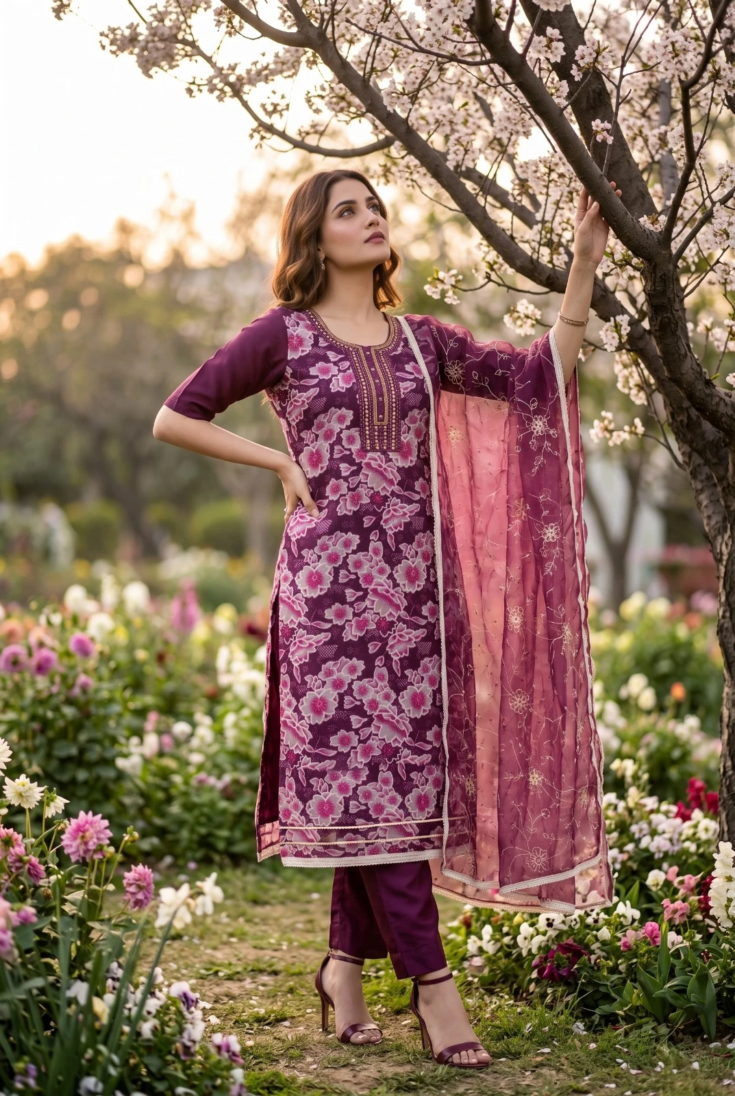 HEER Organza Handwork Suit Set
