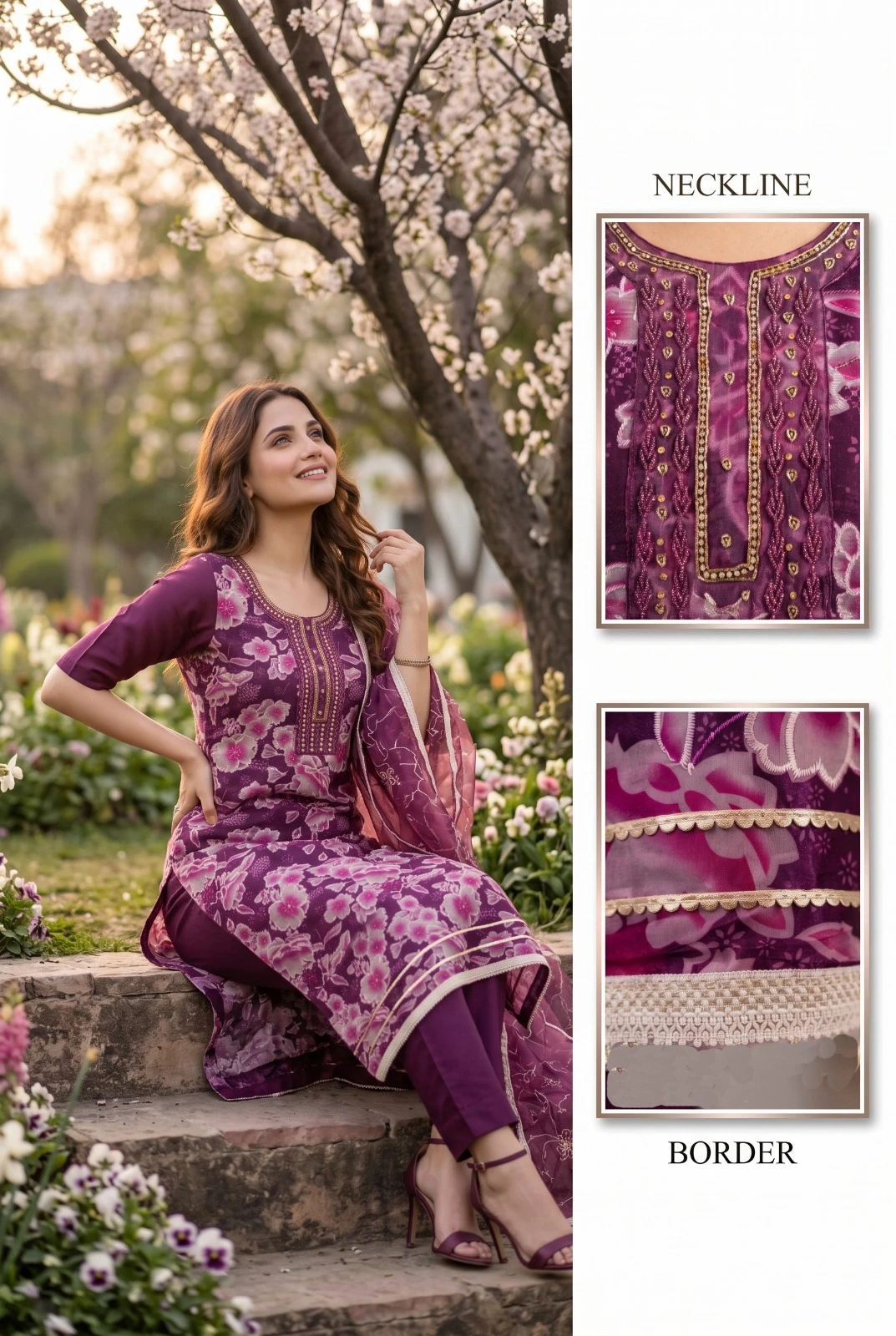HEER Organza Handwork Suit Set