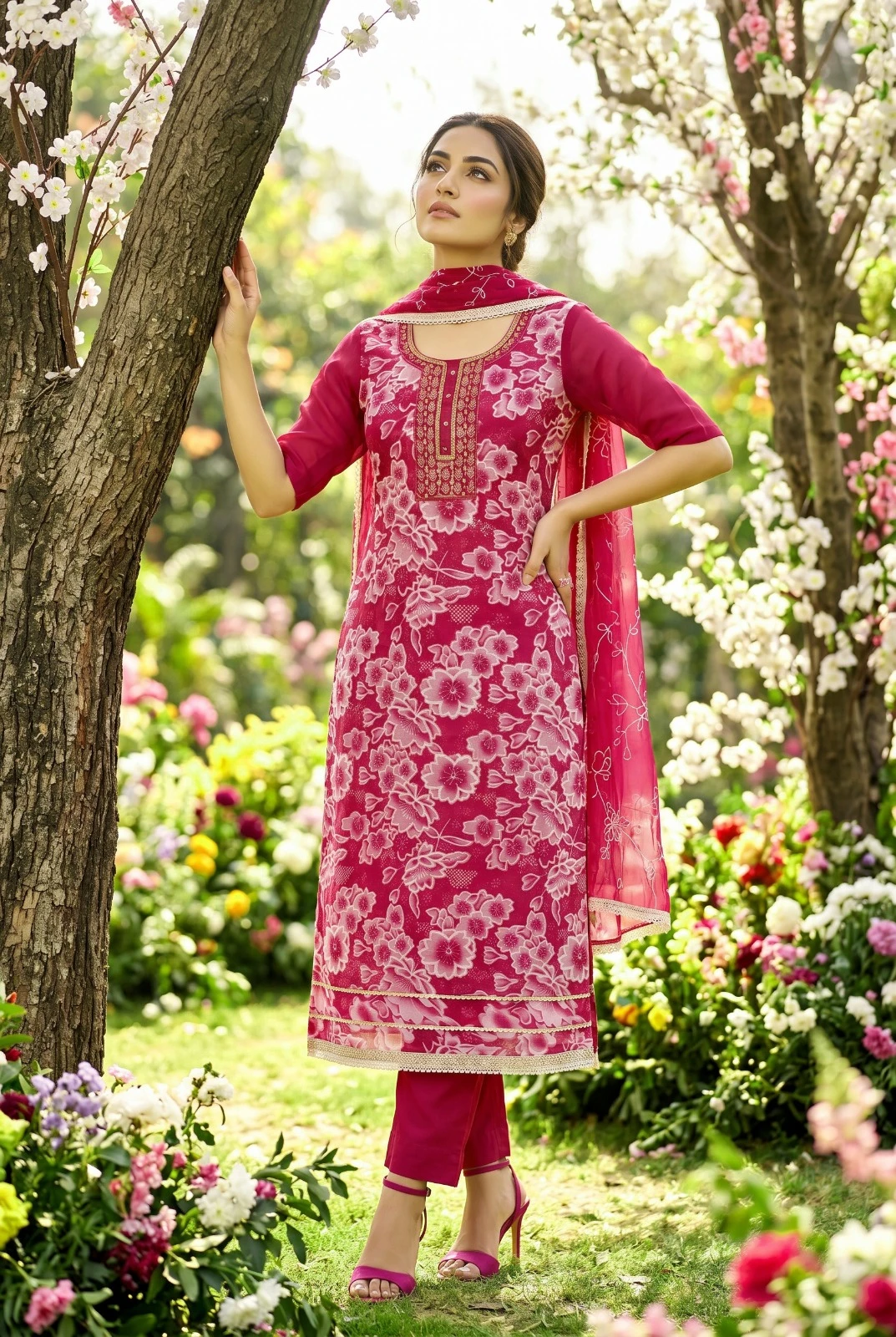 HEER Organza Handwork Suit Set