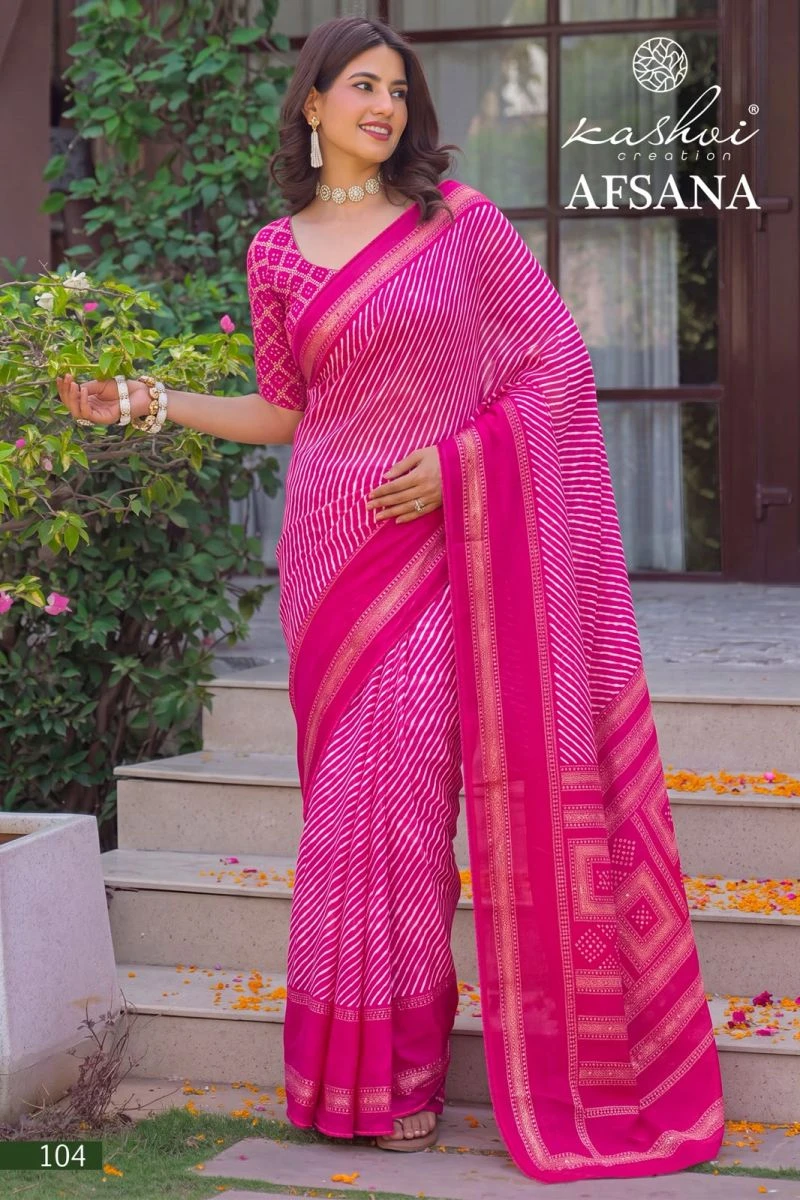Kashvi Afsana Vol 1 Dull Moss Lehariya Printed Saree Collection