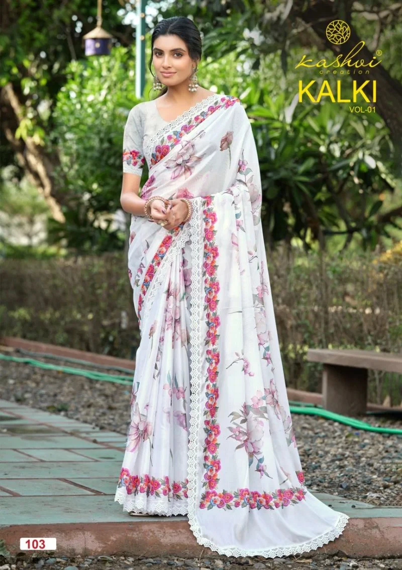 Kashvi Kalki Vol 1 Chocolate Silk Floral Printed Saree Collection