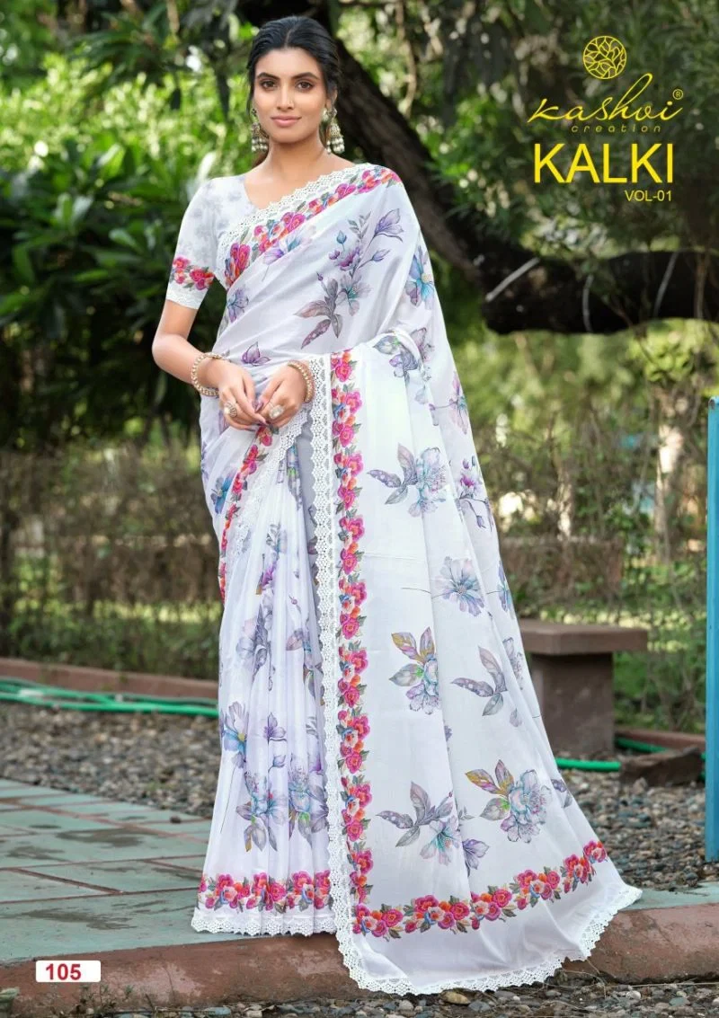 Kashvi Kalki Vol 1 Chocolate Silk Floral Printed Saree Collection