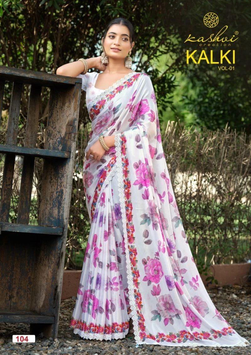 Kashvi Kalki Vol 1 Chocolate Silk Floral Printed Saree Collection