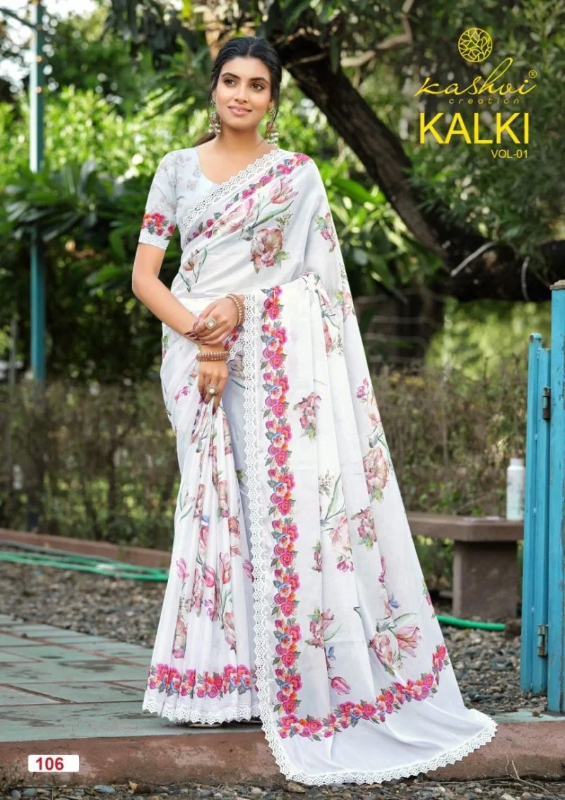 Kashvi Kalki Vol 1 Chocolate Silk Floral Printed Saree Collection