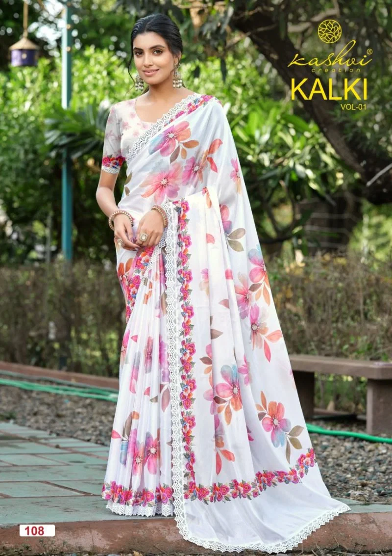 Kashvi Kalki Vol 1 Chocolate Silk Floral Printed Saree Collection