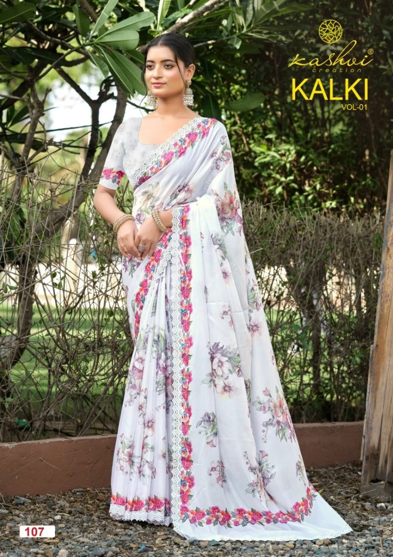 Kashvi Kalki Vol 1 Chocolate Silk Floral Printed Saree Collection