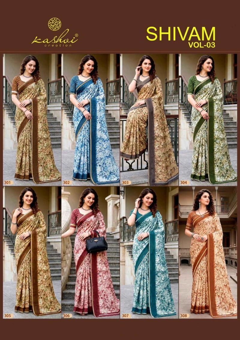 Kashvi Shivam Vol 3 Dull Moss Viscose Saree Collection
