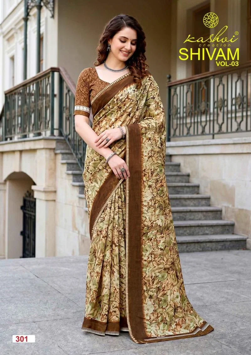 Kashvi Shivam Vol 3 Dull Moss Viscose Saree Collection