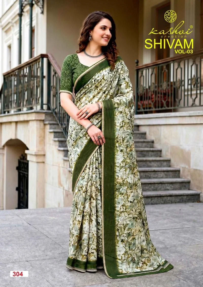 Kashvi Shivam Vol 3 Dull Moss Viscose Saree Collection