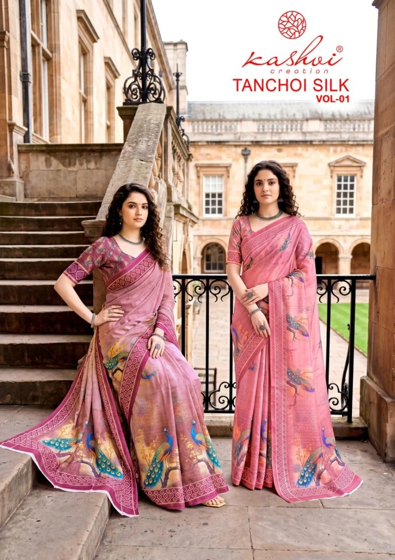Kashvi Tanchoi Vol 1 Dull Moss Tanchoi Weaving Saree Collection