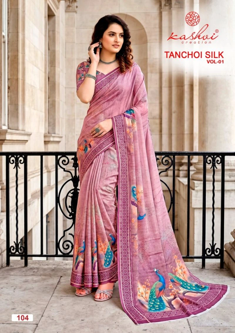 Kashvi Tanchoi Vol 1 Dull Moss Tanchoi Weaving Saree Collection