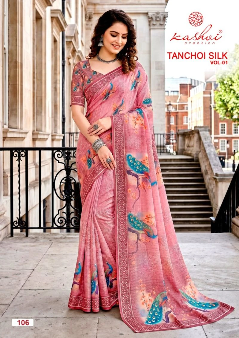 Kashvi Tanchoi Vol 1 Dull Moss Tanchoi Weaving Saree Collection