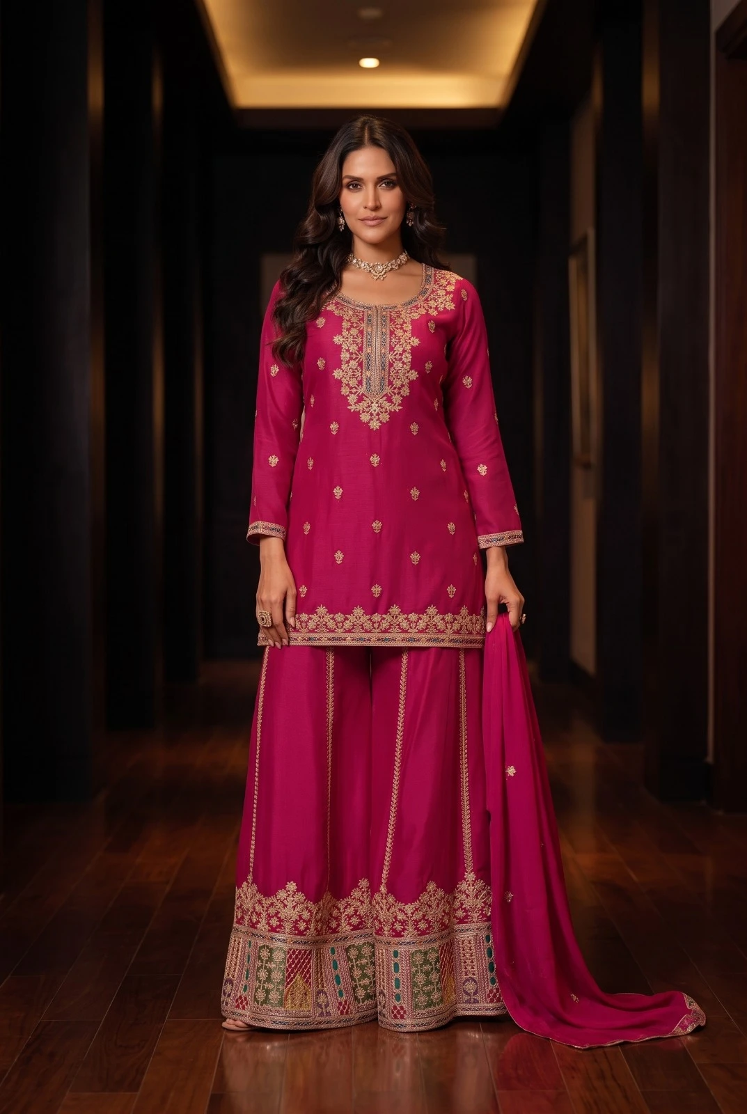 KATHAA Premium Chinon Sharara Set