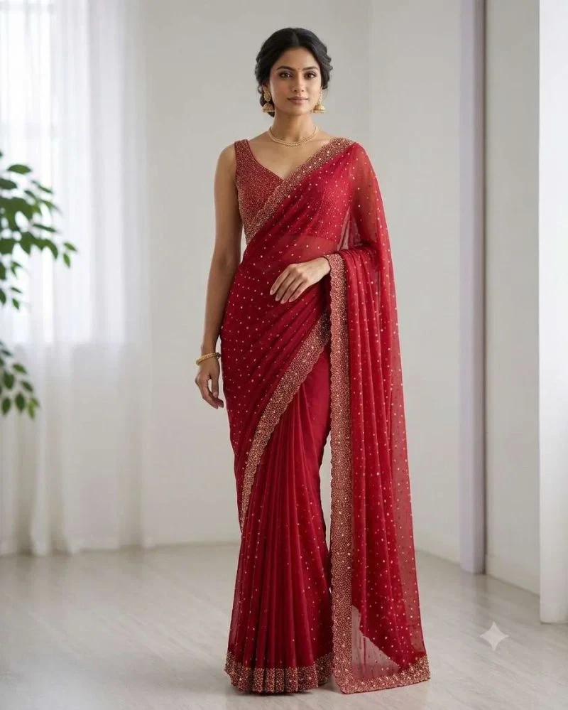 Kc 999 Space Silk Jarkan Worked Premium Saree Collection
