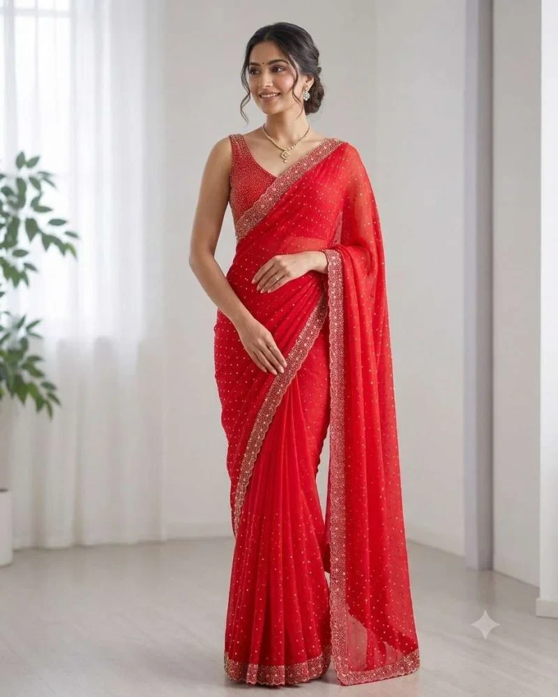 Kc 999 Space Silk Jarkan Worked Premium Saree Collection