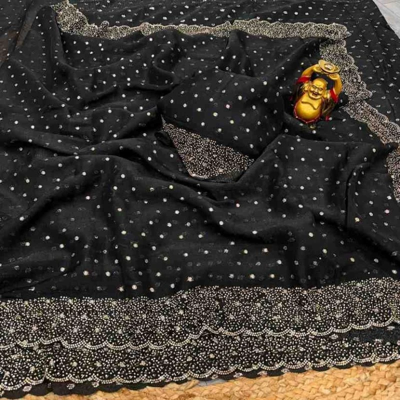 Kc 999 Space Silk Jarkan Worked Premium Saree Collection