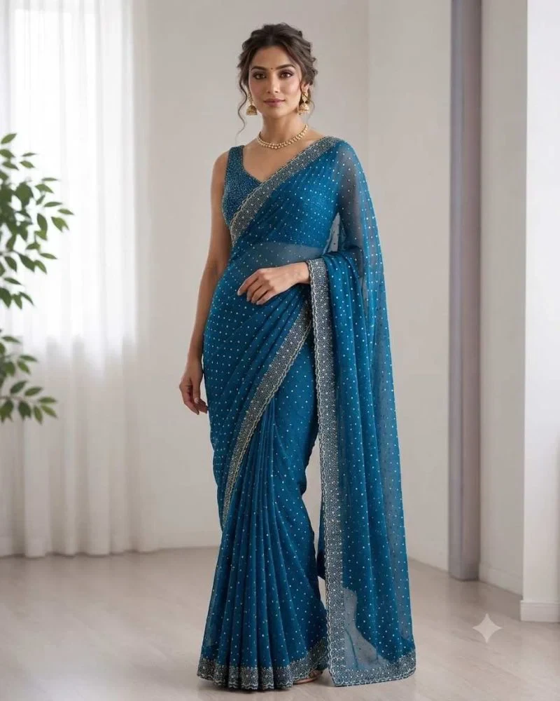 Kc 999 Space Silk Jarkan Worked Premium Saree Collection