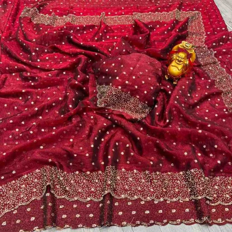 Kc 999 Space Silk Jarkan Worked Premium Saree Collection