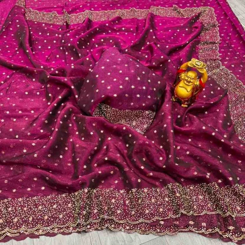 Kc 999 Space Silk Jarkan Worked Premium Saree Collection