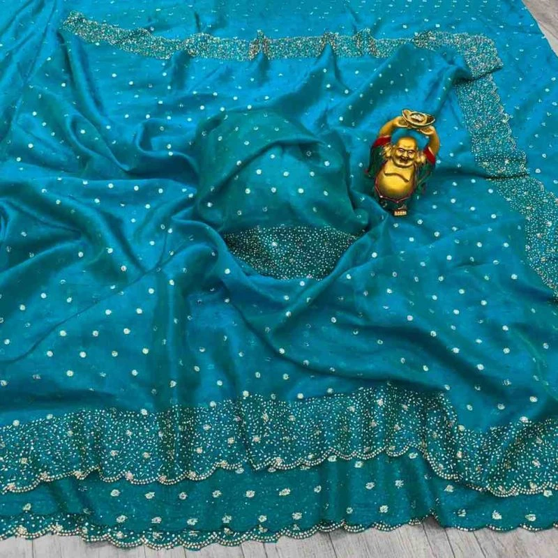 Kc 999 Space Silk Jarkan Worked Premium Saree Collection