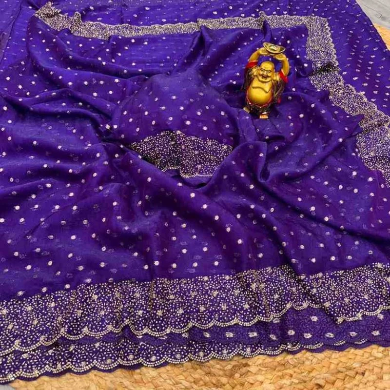 Kc 999 Space Silk Jarkan Worked Premium Saree Collection