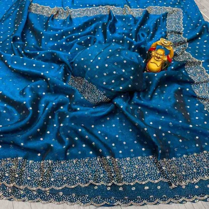 Kc 999 Space Silk Jarkan Worked Premium Saree Collection