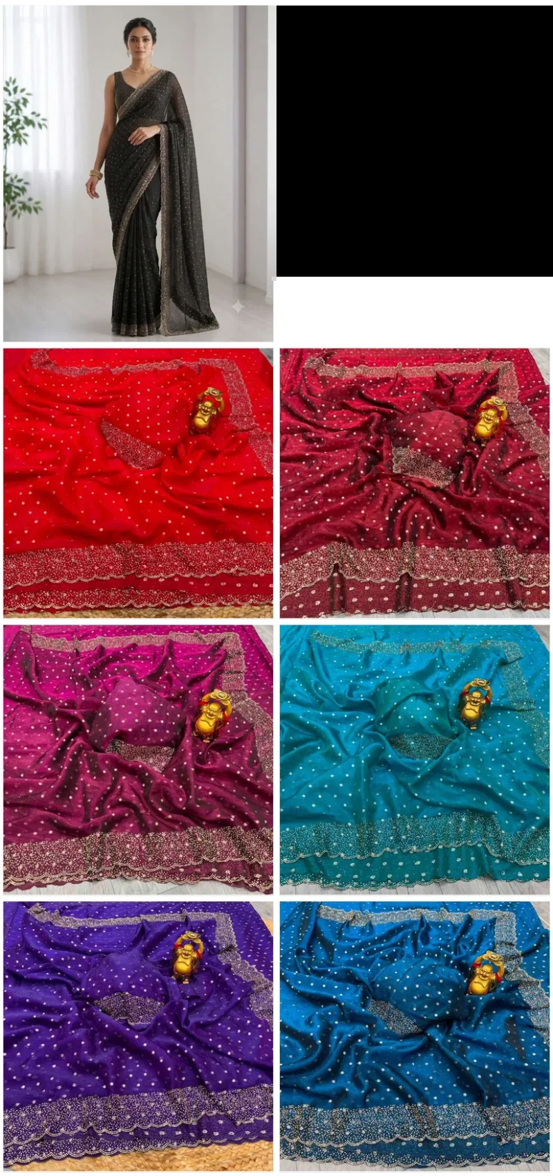 Kc 999 Space Silk Jarkan Worked Premium Saree Collection