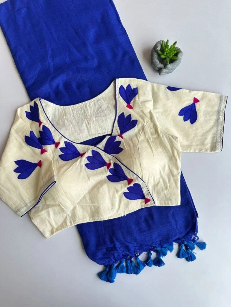 Khadi Vol 32 Hk 6 Khadi Cotton Saree with Aplic Work Blouse