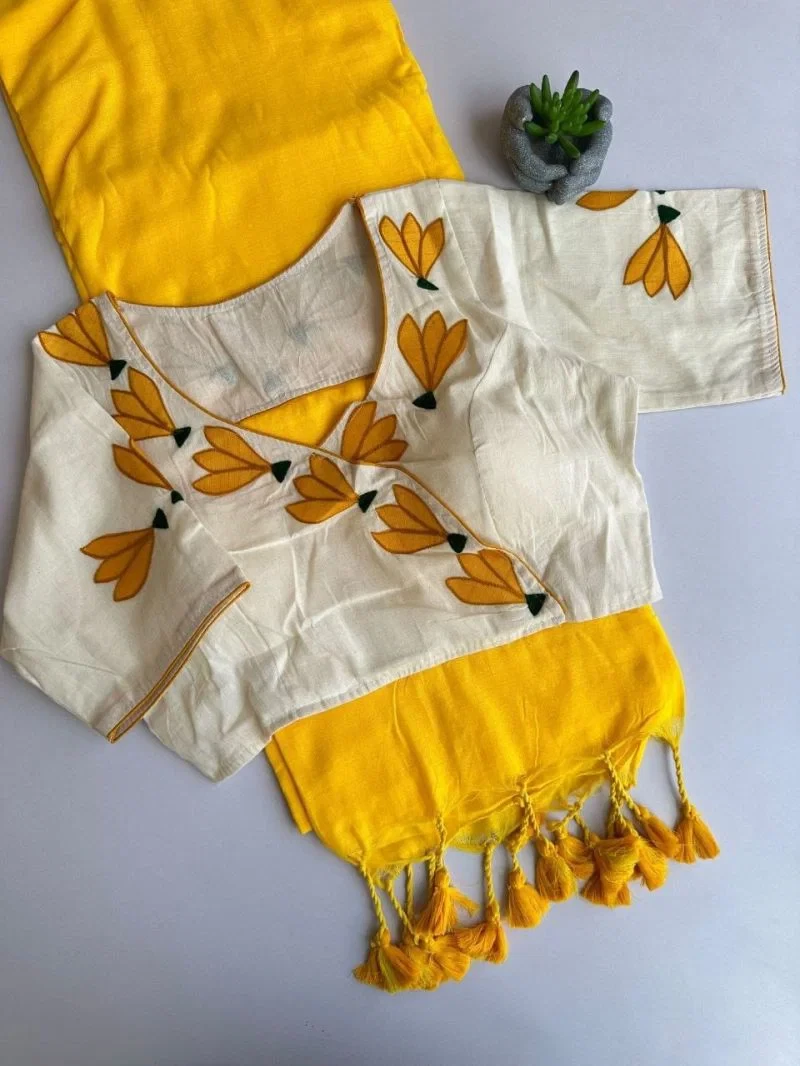 Khadi Vol 32 Hk 6 Khadi Cotton Saree with Aplic Work Blouse