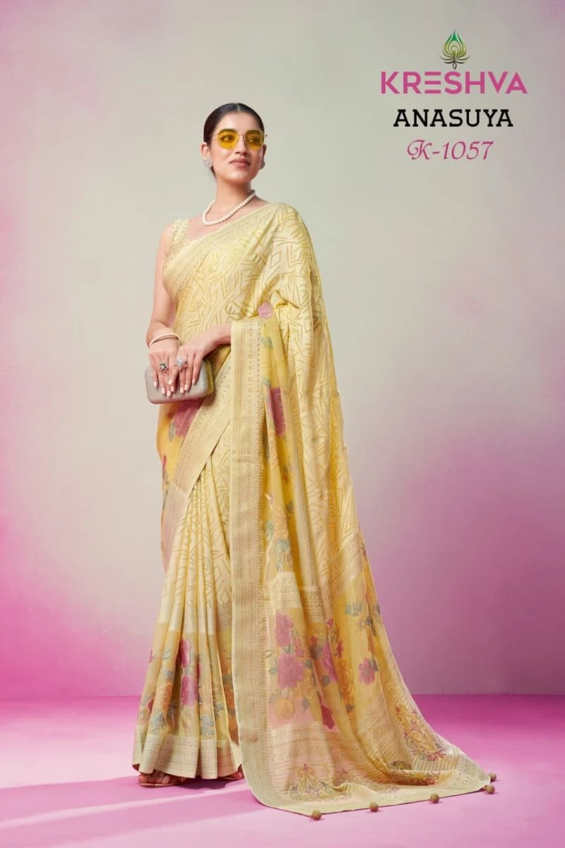 Kreshva Anasuya Pv Georgette Luxury Printed Saree Collection