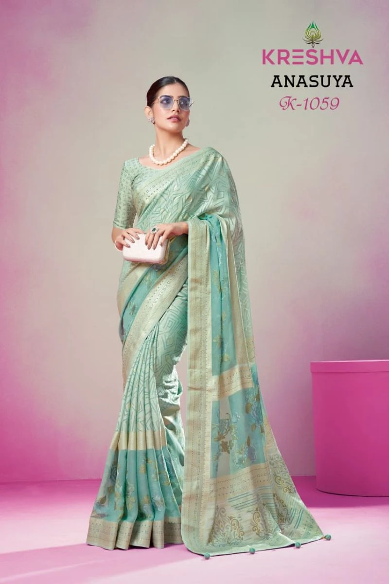 Kreshva Anasuya Pv Georgette Luxury Printed Saree Collection