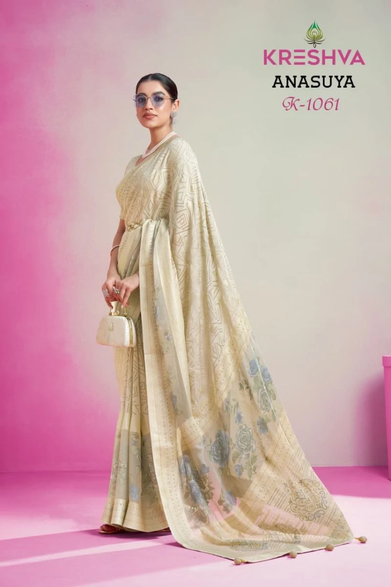 Kreshva Anasuya Pv Georgette Luxury Printed Saree Collection
