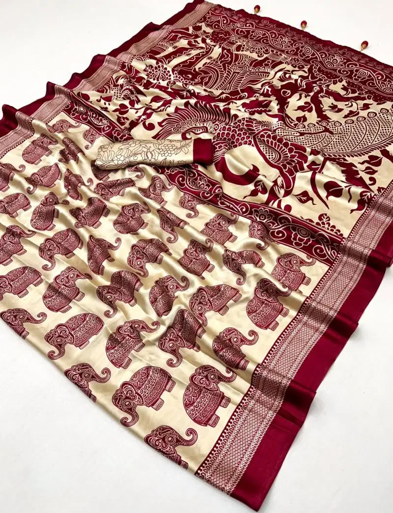 Lux Vol 44 Semi Modal Ajarkh Printed Saree Collection