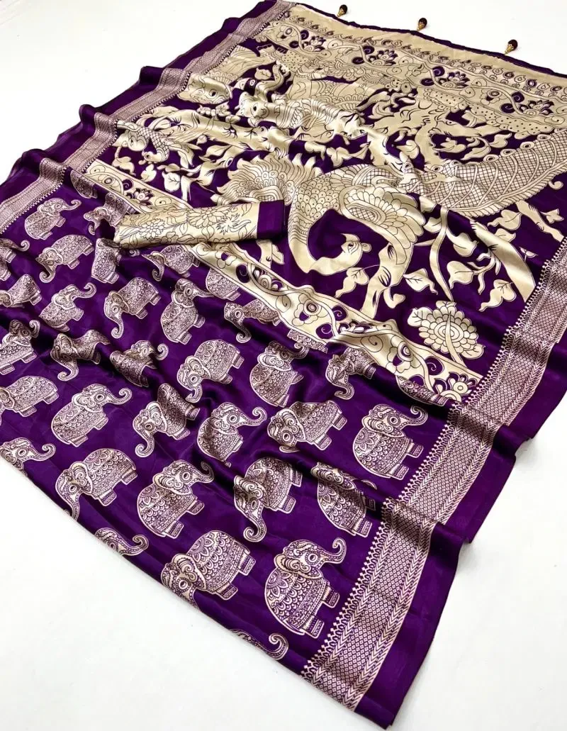 Lux Vol 44 Semi Modal Ajarkh Printed Saree Collection