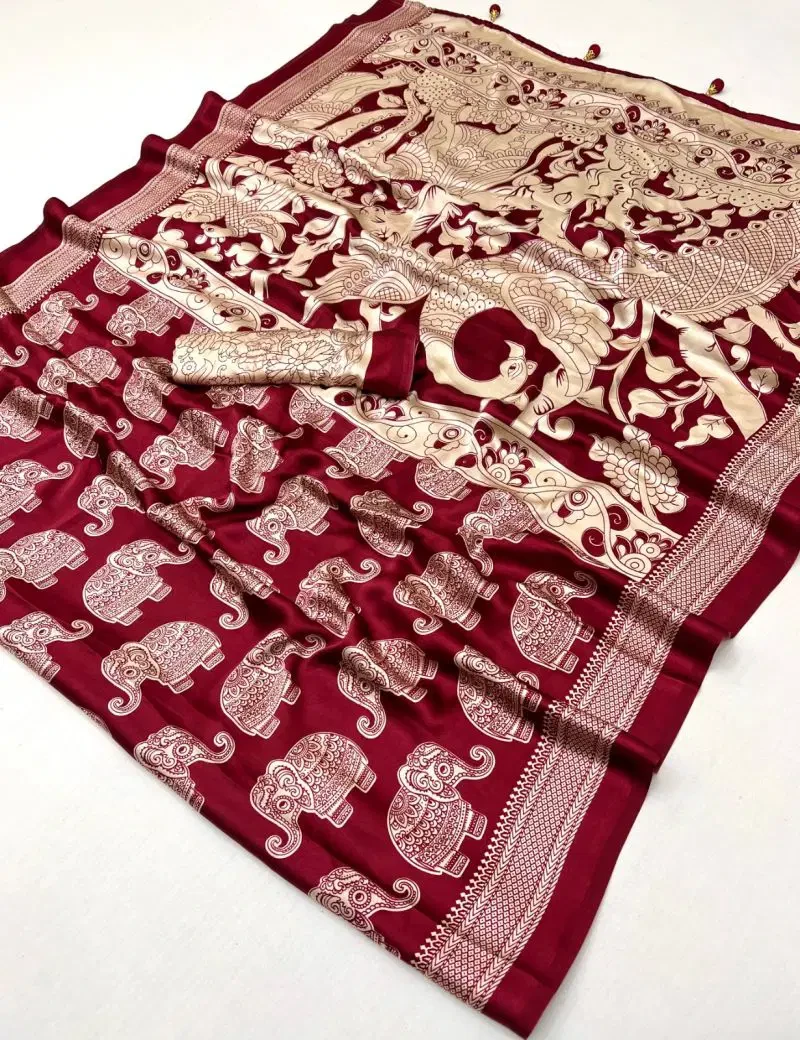 Lux Vol 44 Semi Modal Ajarkh Printed Saree Collection