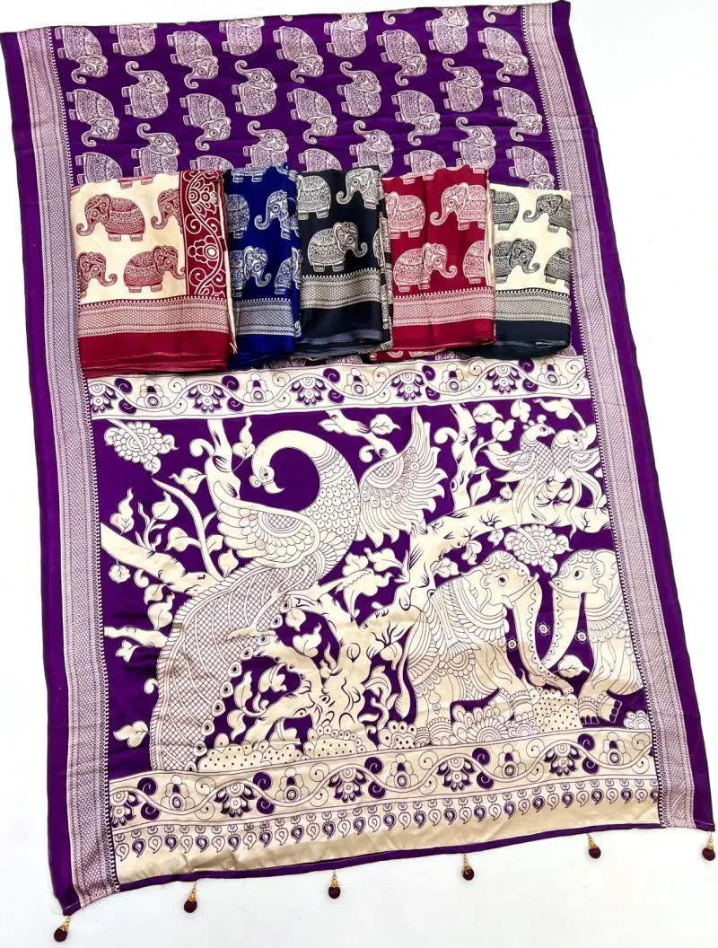 Lux Vol 44 Semi Modal Ajarkh Printed Saree Collection