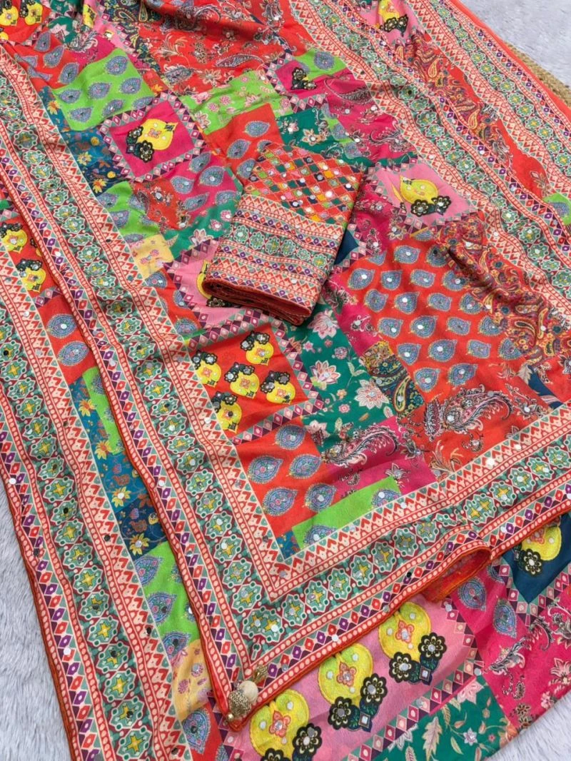 Mahek 226 Soft Silk Mirror Worked Party Wear Saree Collection