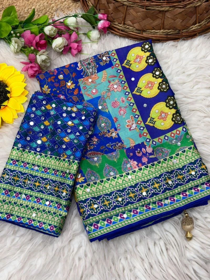 Mahek 226 Soft Silk Mirror Worked Party Wear Saree Collection