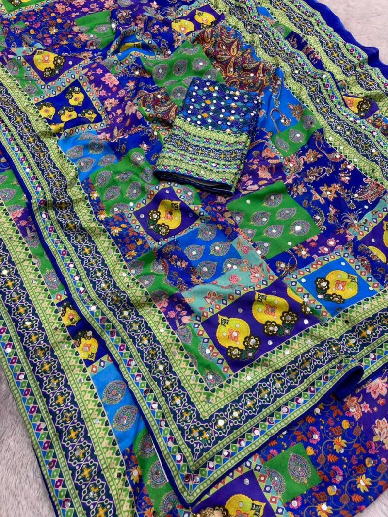 Mahek 226 Soft Silk Mirror Worked Party Wear Saree Collection