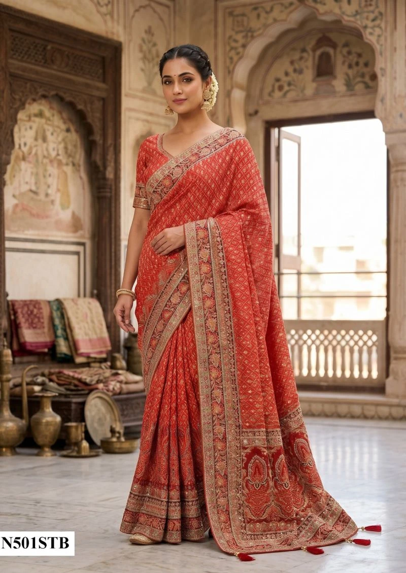 Mahotsav Nimaya Rajwadi Vol 3 Crape Silk Aari Work Saree Collection