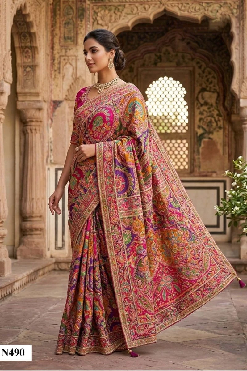Mahotsav Nimaya Rajwadi Vol 3 Crape Silk Aari Work Saree Collection
