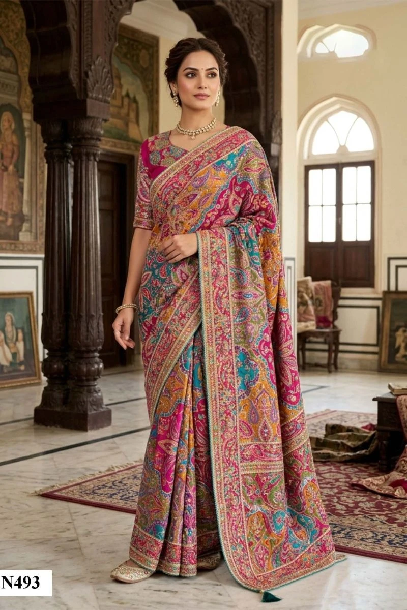 Mahotsav Nimaya Rajwadi Vol 3 Crape Silk Aari Work Saree Collection