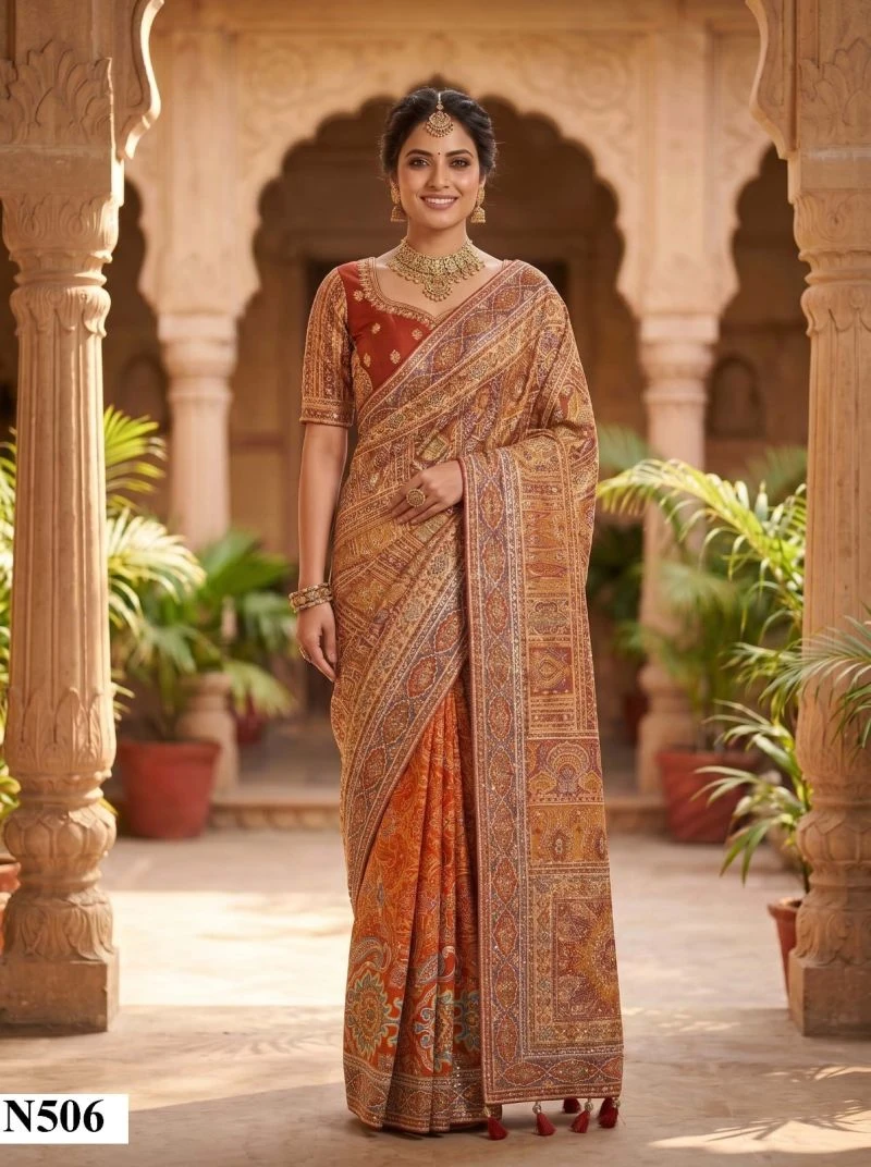 Mahotsav Nimaya Rajwadi Vol 3 Crape Silk Aari Work Saree Collection
