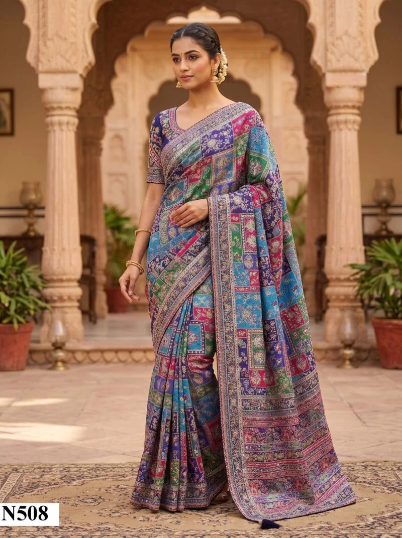 Mahotsav Nimaya Rajwadi Vol 3 Crape Silk Aari Work Saree Collection